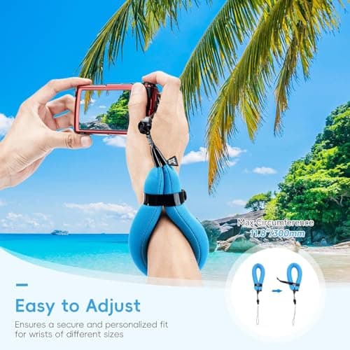 JJC Floating Wrist Strap for Olumpus TG-7 TG-6 TG-5 TG-4, Gopro Hero 9 Hero 8, Fujifilm FinePix XP140, XP120, Nikon W300 W100 & Other Underwater Cameras - Blue — view 6