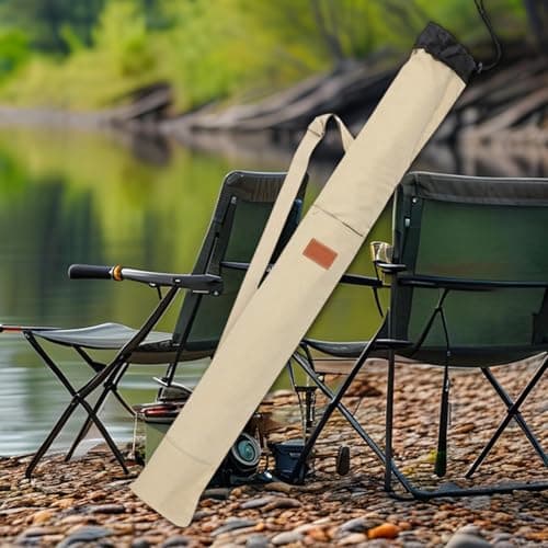 harayaa Fishing Bag Durable Foldable Fishing Tackle Bag Camping Canvas Case Holder Travel Boxes Sunshades Fishing Tackle Bag, 120cm Beige2 — view 4