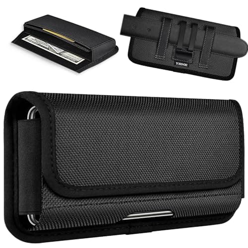 ykooe Horizontal Nylon Phone Holster for iPhone Pro Max 17/16/15/14/13/12/11/ Belt Clip Pouch for Samsung Galaxy Ultra S26/S25/S24/S23/S22/S21,Moto Smartphone (XL)