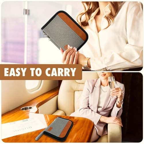 Passport Holder Travel Wallet, For 2 Passports, Small Passport Bag, Double, Dual, A5, Document Folder, Case, Purse, RFID Blocking, Holiday, Waterproof Organisers, Travel Accessories, Grey, UK GBRN S — view 5
