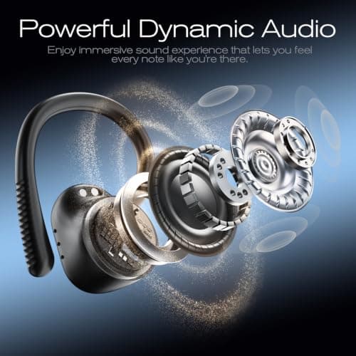 Wireless Earbuds Sports with EarHooks, HiFi Stereo Bluetooth 5.4 Headphones — view 3