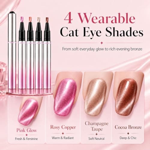 7 in 1 Cat Eye Gel Nail Polish Pens, 4PCS Magnetic One Step Nail Polish — view 3