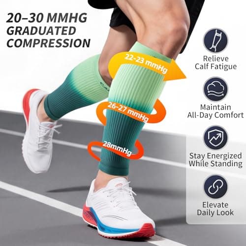 CAMBIVO Calf Compression Sleeves 1 Pair, 20-30 mmHg Graduated Support — view 2