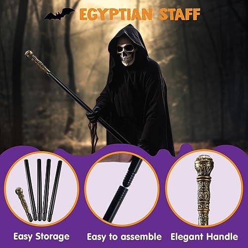 JOYIN halloween Elegant Vintage Cane Wizard Staff Gold 58 3/4inches Costume Prop Stick, Scepter Halloween Walking Canes Accessories for Kids, Dress-up play Parties — view 2