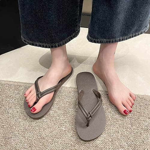 Women's Flip Flops Fashion Summer Beach Sandals with Arch Support Yoga Mat Cushion Trendy Lightweight Non-Slip Thong Slippers for Pool Shower Outdoor Comfortable Coffee — view 3