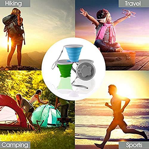ddLUCK Silicone Foldable Cups, Travel Camping Mug with Plastic Sealing Lid — view 6