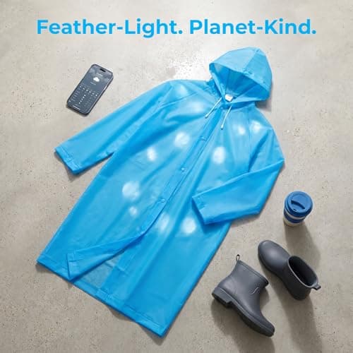 NIFTYY 2 Pack Reusable Raincoats for Adults, Waterproof Rain Ponchos with Hood for Women & Men, Lightweight Emergency Rain Jacket for Outdoor Travel, Theme Parks & Hiking (White+Blue) — view 5