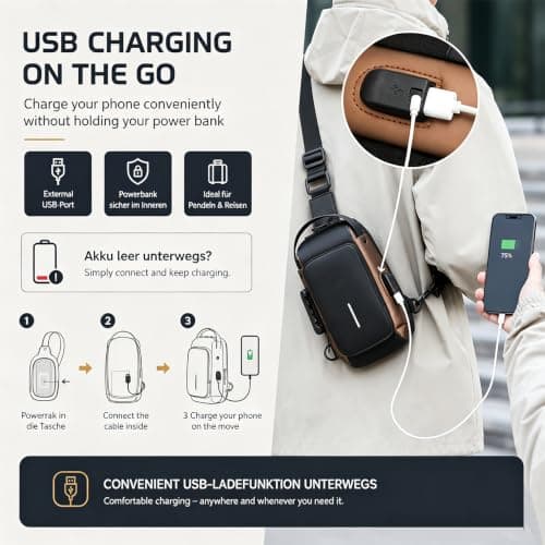 Anti-Theft Unisex Crossbody Sling Bag with USB Charging Port & Lock — view 3