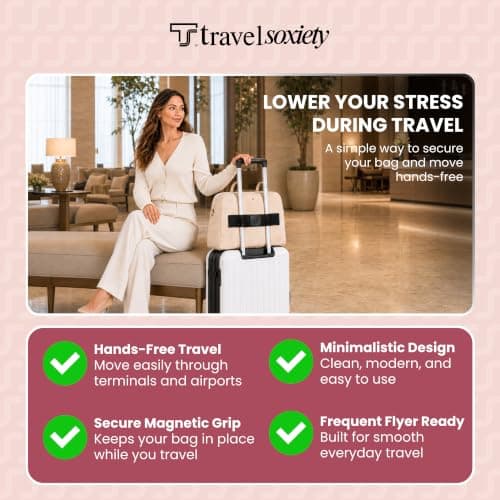 Trolley Strap - Easily Secure Your Bag to Your Luggage, Lower Stress During Travel, Travel Convenience (Black on Black) — view 3