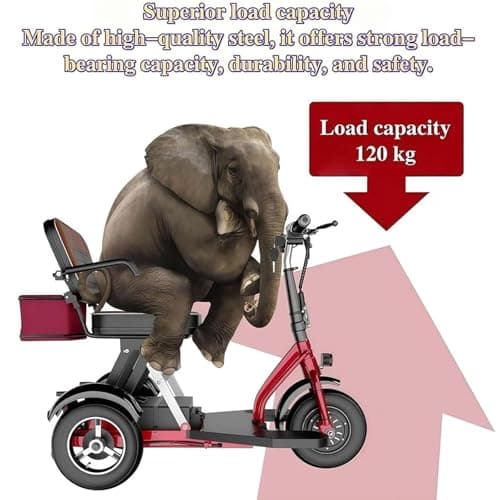 Mobility Scooters for Adults Foldable Lightweight 3-Wheel Portable Mobility Scooter Mobility with LED Headlights And BasketComfortable Seat Deal for Elderly Disabled,H — view 4