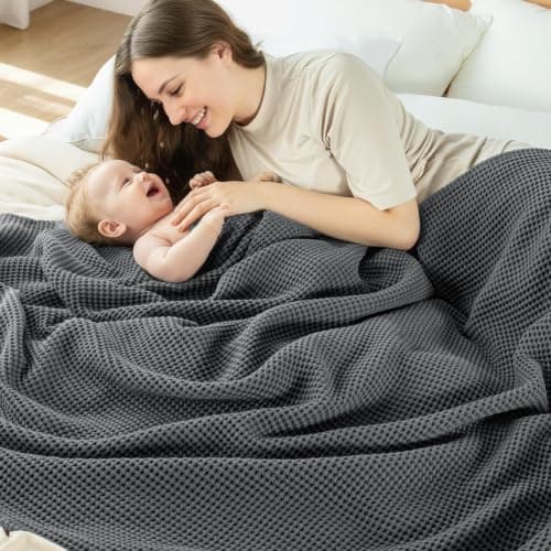 Exclusivo Mezcla 100% Cotton Muslin Double Size Blanket for Bed, Dark Grey — view 2
