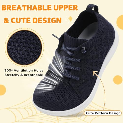 JIASUQI Toddler Boys Girls Barefoot Shoes Kids Wide Minimalist Sneakers Zero Drop Non-Slip Walking Shoes Breathable Flexible Tennis Shoe(NavyBlue 27,UK Size 8.5) — view 6