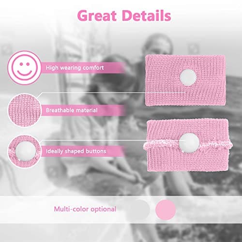 ACWOO Motion Sickness Wristbands, 2 Pairs Natural Sickness Bands for Kids & Adults, Anti-Nausea Wristbands for Car Sea Sickness, Relief Wristbans for Sea Flying Travel (Pink+White) — view 5