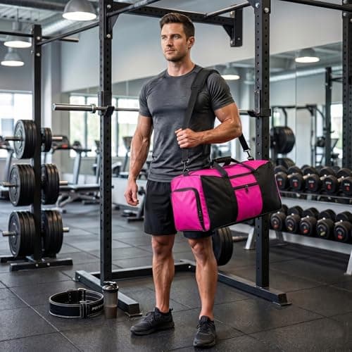 Travel Duffle Storage Holdall Bag Lightweight Gym & Sports Bag (Pink) — view 3