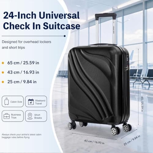 Luggage Depot Medium Suitcase, 64x44x24cm with TSA Lock, Side Hook, Black — view 2