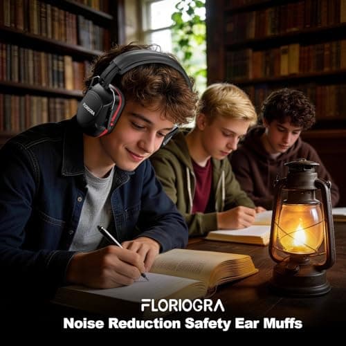 Floriogra Ear Defenders Adults, SNR 34dB Noise Cancelling -Black Red — view 6