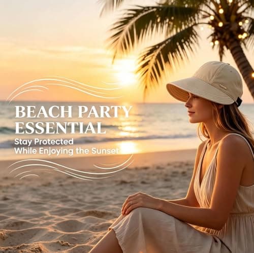 Trendy Wide Brim Sun Hat,UPF 50+ UV Protection Cap for Ponytails Khaki — view 6