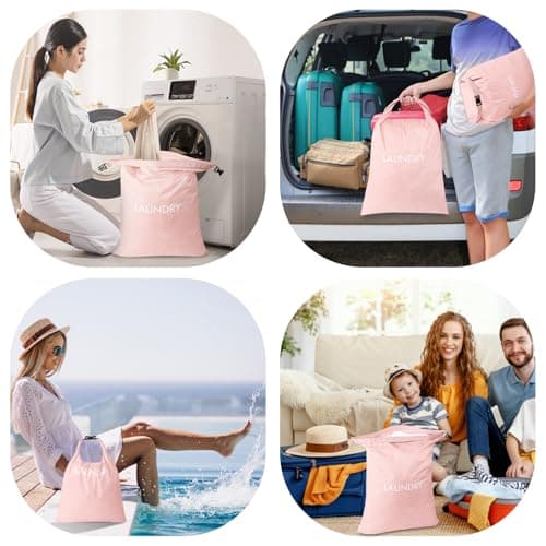 CANBOX 2 Pack Travel Laundry Bag, Nylon Washing Bags for Laundry, Pink — view 5