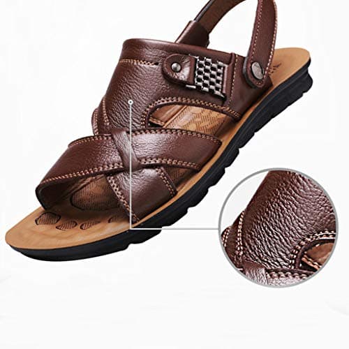 Men's Leather Sandals With Adjustable Strap - Non-Slip Lightweight Breathable Hiking Sandal for Beach and Trekking - Flat Comfortable Bathing Shoes — view 5
