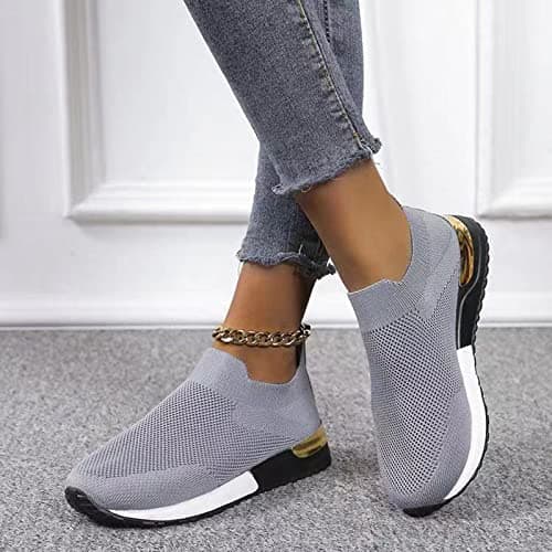 Hotter Shoes for Women Wide fit Trainers for Women Wide Fit Wedge Trainers Lace Up Walking Sneakers Breathable Mesh Orthopedic Low Top Gym Shoes Athletic Shoes Soft Sole Non-Slip Running Shoes — view 6