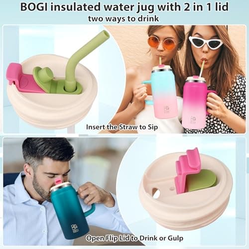 BOGI 50oz Tumbler with Straw and Lid,Large Capacity Travel Mug with Handle Insulated Stainless Steel Water Bottle Cup Keep Cold and Hot for Tea Coffee, Leak-Proof, BPA-Free, Non-Slip | BDblue — view 6