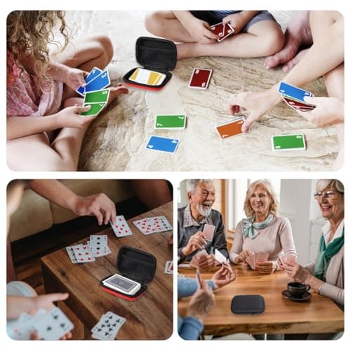 Yelvornic 2 Pcs Playing Cards Case, Waterproof Scratch Resistant Holder, Practical Playing Card Game Box Holder Storage Box for Outdoor Camping (Red, Black) — view 6