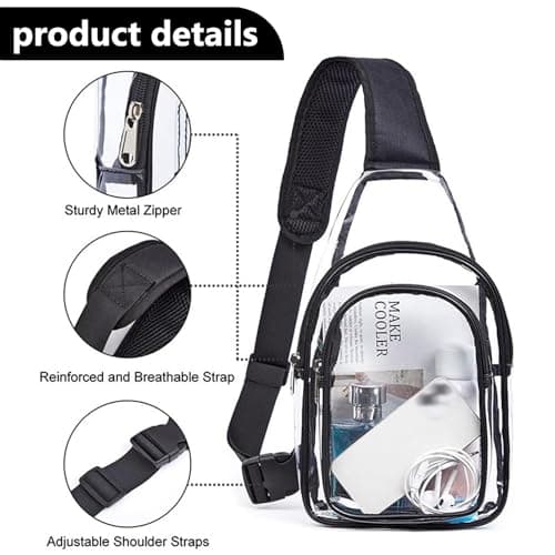 KASESSS Clear PVC Sling Bag, Stadium Approved Transparent Crossbody Chest Bag, Fanny Pack for Women Men with Adjustable Strap, Water Resistant Waist Pack for Concerts Sports Travel Daily Use — view 4