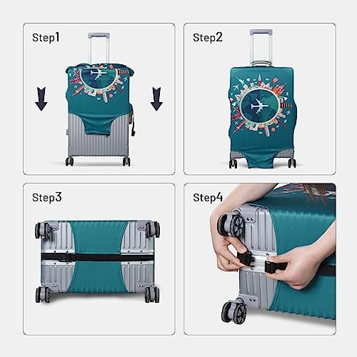 OrgaWise Travel Luggage Cover Elastic Suitcase Trolley Protector Cover for 22-32 Inch Luggage (Send one Luggage tag Free), L (25-28 Inch) — view 2