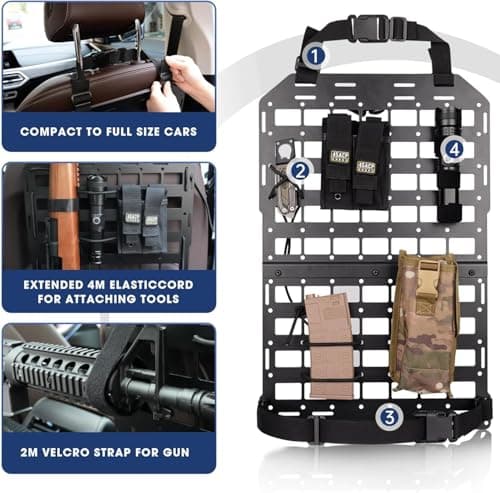 BOOSTEADY 2 Tactical Seat Back Organizer, Rigid Molle Seat Back Organizer, Aluminum Alloy Molle Seat Back Panel,Universal Car Seat back organizer for Vehicle Car Truck Modular Storage & Display — view 3