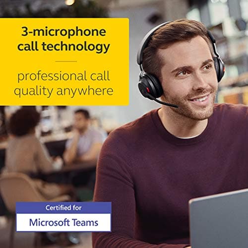 Jabra Evolve2 65 Wireless PC Headset – Noise Cancelling Microsoft Teams Certified Stereo Headphones With Long-Lasting Battery – USB-C Bluetooth Adapter – Black — view 3