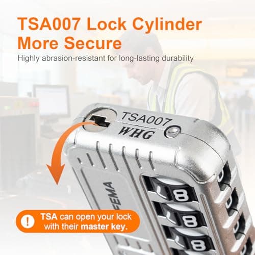 GRIFEMA GA1008W TSA Approved 4-Digit Combination Luggage Lock, Secure Travel Lock with Steel Cable for Suitcases, Backpacks, Gym Lockers - White — view 6