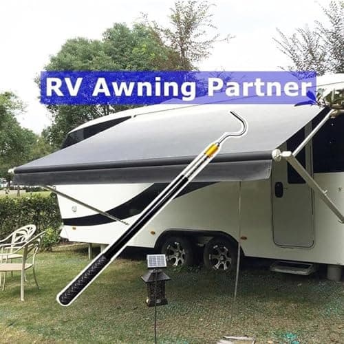 RV Awning Pull Rod - Retractable Metal Pole, Multi Section Locking Opener, Non Slip Rubber Handle Extension Tool | For Tent Shelter Canopy Campervan Truck Trailer Outdoor Accessories — view 3