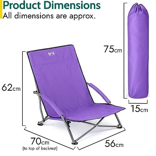 Trail Sisken Low Folding Beach Chair, Purple — view 3
