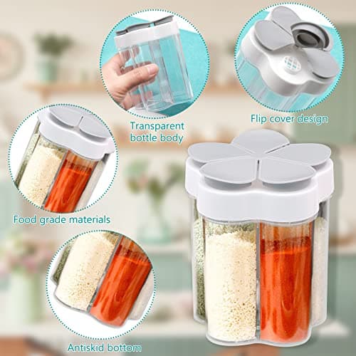 JJYHEHOT 2 PCS Travel Spice Containers, 5 in 1 Camping Seasoning Jars, Clear Plastic Condiment Bottle for Camper, Hiking, BBQ, Picnic — view 3