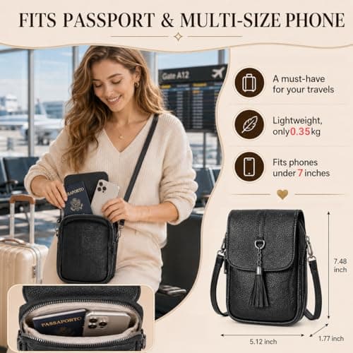 ONETOALL Genuine Leather Crossbody Bags for Women Anti-Theft with 2 Straps — view 6