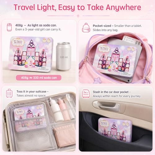 Travel Magnetic Tiles Girls: 42pcs Unicorn Tin Case Building Set Gift — view 5
