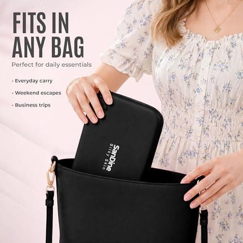 Silicone Cosmetic Bag – Waterproof Travel Makeup Pouch - Food-Grade Silicone Toiletry Organizer for Women & Men – Compact Stylish Multi-Functional Storage - by Sandine (Black) — view 4