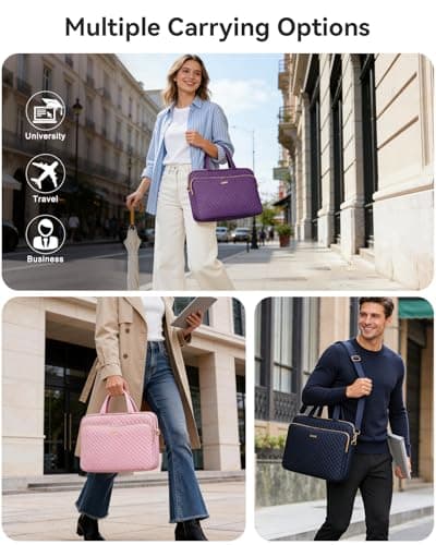 Lausiax Laptop Case Bag 17 17.3 18 inch for Women Men Compatible with HP OmniBook Pavillion,Acer Aspire Nitro,IdeaPad,Precision,ASUS Vivobook,MSI,LG, Slim Messenger Strap Briefcase Computer Bag, Pink — view 4