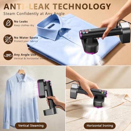 MMK Travel Steamer & 2-in-1 Portable Steamer Iron for Clothes, 190ml Tank — view 6