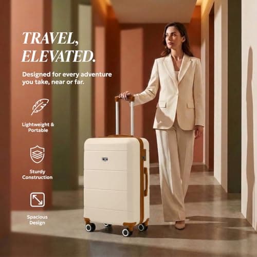 LUGG 24 Inch Jetset Suitcase Hard Shell Case 4 Wheel Travel Bag Lightweight ABS Material with TSA Lock Approved for Travel with easyJet, British Airways, RyanAir, Virgin Atlantic (65x44x25.5cm) — view 2