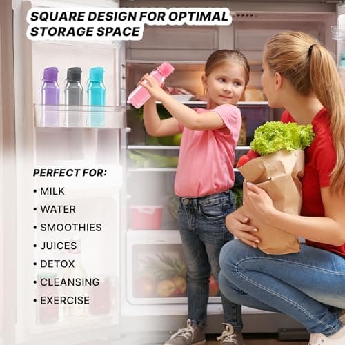 MILTON Sports Water Bottle Square Juice Box 4 Set 10 oz. Great for Juices Milk Smoothies Plastic Wide-Mouth Reusable Leak Proof Drink Bottle/Carton for School Bags Lunch Boxes Gym Flip Lid -BPA Free — view 2