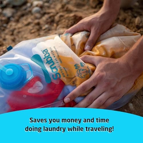 Scrubba WATERCLEAR Wash Bag Portable Washing Machine - Lightweight Manual Washer with New Wide Water Inlet for Easy Rinsing - Travel Essentials for Camping, Hotels, Laundry & Baby Clothes, Gift - 195g — view 6