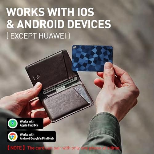 Rechargeable Wallet Tracker Card for Android or iOS, 1.6 mm Ultra Slim, Works with Apple Find My Compitable with Google Find Hub App, Smart Card for Passports/Luggage/Keys/Backpack — view 2