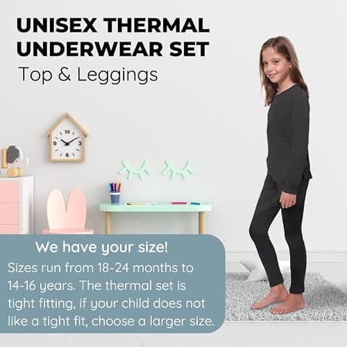 Ultra Dry Children Thermal Underwear Set by Outland; Base Layer; Soft Fleece; Top&Leggings, Grey 12-14 — view 3
