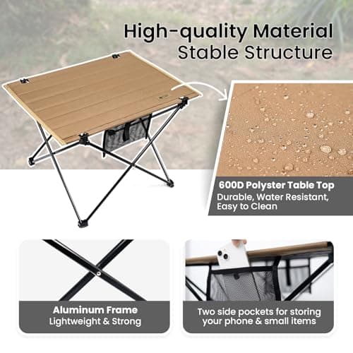ONETIGRIS Foldable Camping Table, Lightweight Portable Table Sturdy & Quick Setup, Holds Up to 66 lbs, Perfect for Camping, Hiking, Backpacking, Picnic, Beach, Travel — view 5