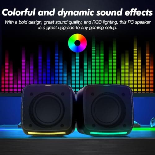 Aysoi PC Speakers, USB Powered Speaker Set, Jack AUX 3.5mm,Portable Mini Speaker for Laptop Smartphones MAC, Colorful RGB Lights — view 6