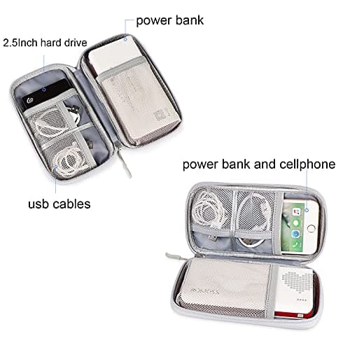 Hosoncovy Double Layer Power Bank Case Power Bank Carrying Case Power Bank Travel Case Storage Bag Cables Organizer for Romoss Samsung Anker 20000mAh 10000mAh Power Bank (Black) — view 5