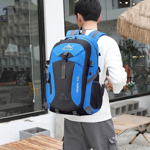 Auirshiky 40L Hiking Backpack Walking Rucksack Water Resistant Hiking Daypack Packable Travel Outdoor Sport Knapsack Durable Water Resistant for Camping Cycling Climbing Walking Mountaineer (Blue) — view 5