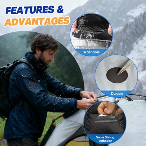 35Pcs Down Jacket Repair Patch Kit Pre-Cut Nylon Patches for Clothes Self-Adhesive Fabric Tape Waterproof Lightweight Outdoor Gear Tenacious Repair Tape for Puffer Jacket Coat Tent Backpack,Army Green — view 3