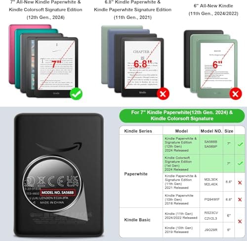 HGWALP Case for 7 inch Kindle Paperwhite(12th Generation, 2024)&Kindle Colorsoft Signature Edition (1st Gen,2024),Slim Lightweight Shell Protective Cover with Auto Sleep/Wake for Kindle Paperwhite-LBY — view 4